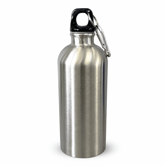 Leak‑Proof Sports Water Bottle, 304 Stainless Steel Portable Outdoor Drinking Cup, Silver with Carabiner Clip for Biking, Cycling, Hiking & Camping