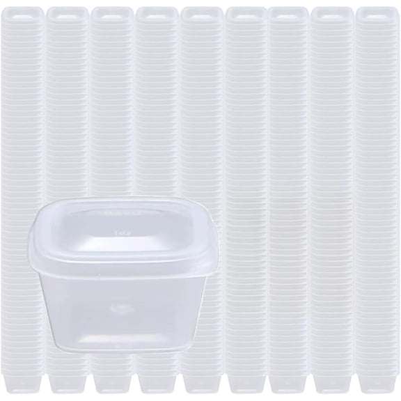 Leak Proof Square Sauce Cup, Plastic Transparent Sauce Cup, With Hinged Lid, Can be Used for All Kinds of Sauces, Food Samples, Storage Crafts, 1 OZ,1000 Pieces.