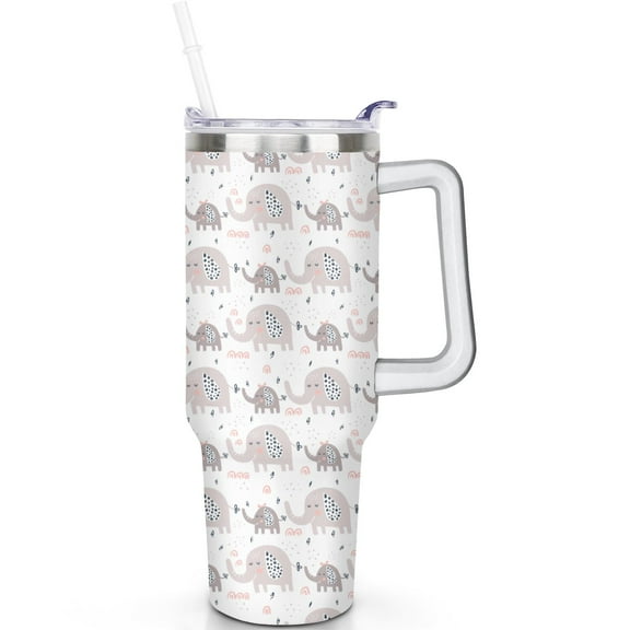 Leak Proof Stainless Steel 40oz Elephant Tumblers with Lids Straws Vacuum Insulated Elephant Tumbler with Handle Flip Straw Lid Travel Must Haves