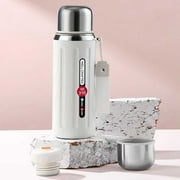 Leak Proof Stainless Steel Thermal Flask, Vacuum Insulated Double Wall Thermos, Portable Hot Cold Coffee Bottle for Home Office Daily Use