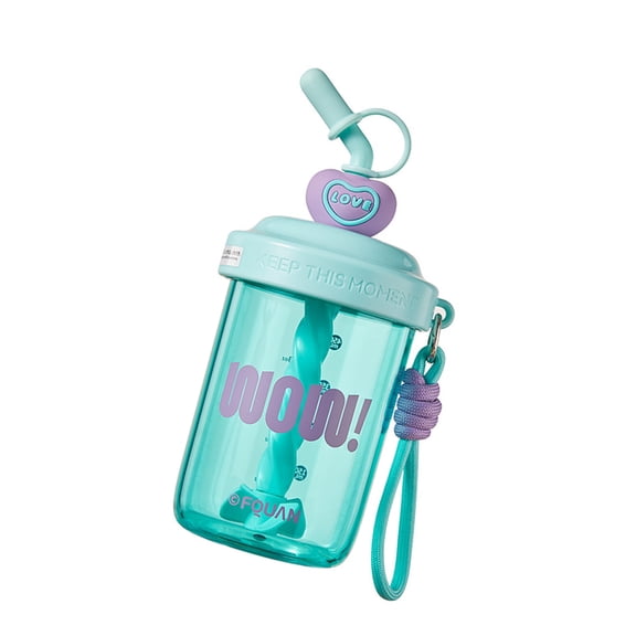 Leak-Proof Stirring Straw Cup With Ergonomic Handle PC For Fitness Outdoor Travel