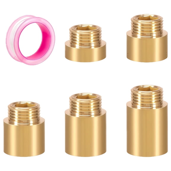 Leak Proof Threaded Connector Brass Fitting Small Extension Coupling for Bathroom Kitchen Plumbing Installation