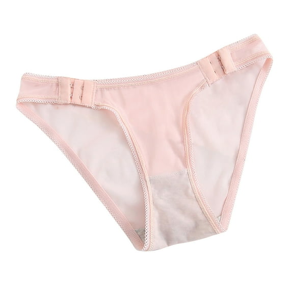 Leak Proof Underwear for Women Womens Underwear with Side Hook Closure, Low Waist Mesh Sheer Bikini Briefs Panties Beige XL