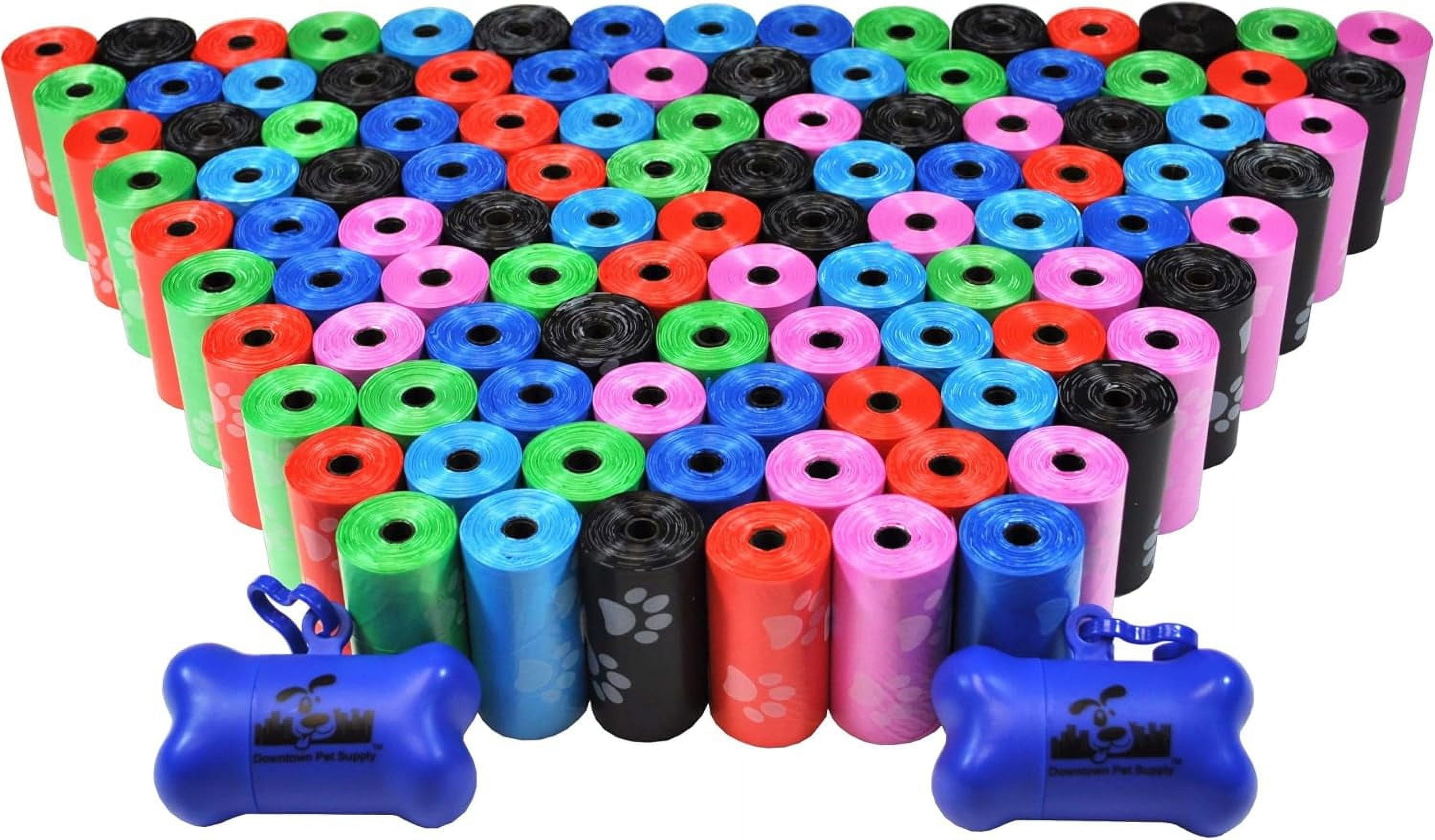 Leak-Proof Unscented Poop Bags (2200 Count & 2 Dispensers) with Leash Clip