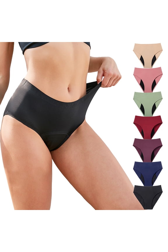 Leak Resistant Panties for Women Stretch Bikini Absorbent Period Underwear Overnight Menstrual Briefs Blue L