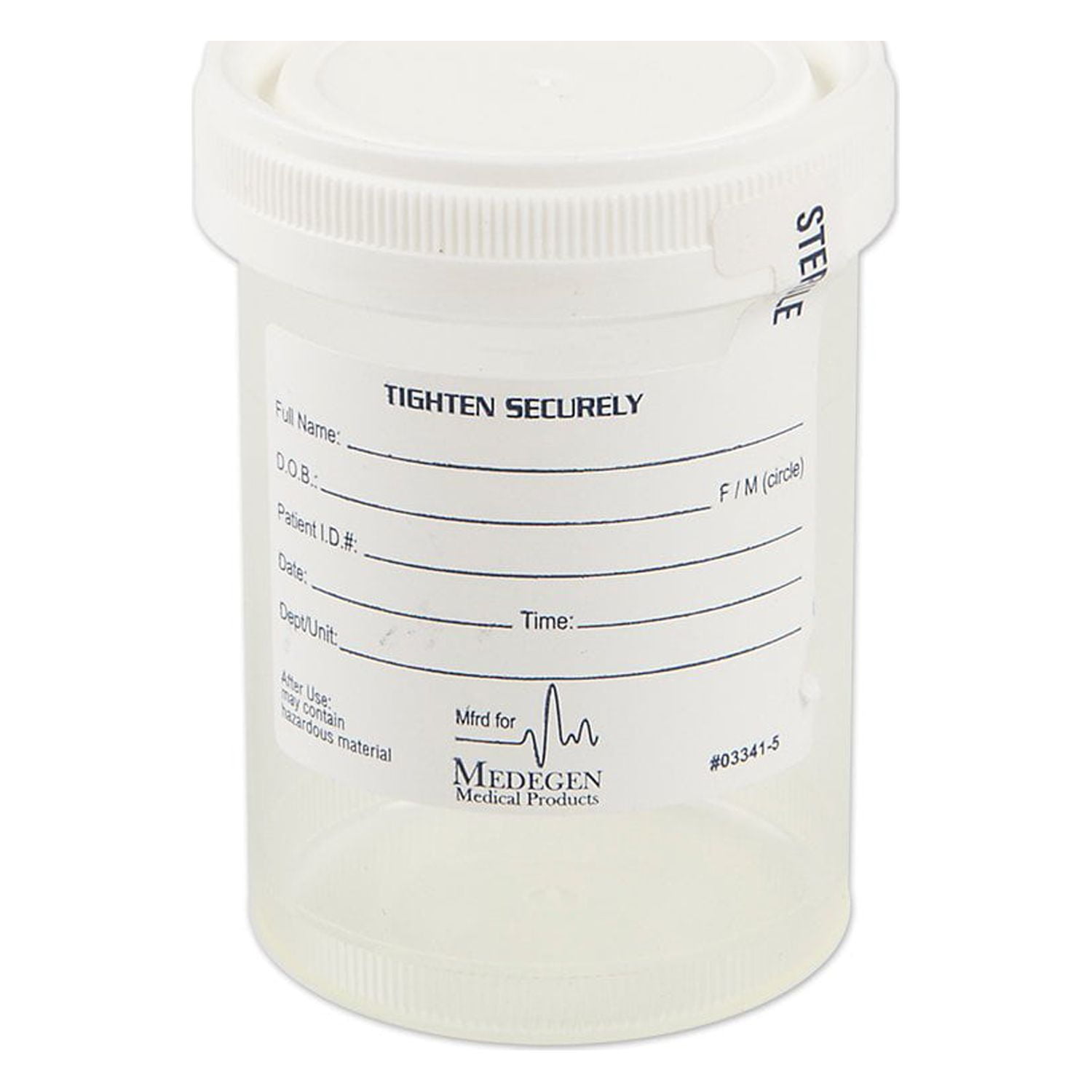 LeakResistant Urine/Specimen Cup 3oz Sterile w/White Lid Sterile Seal Label, 100/bg
