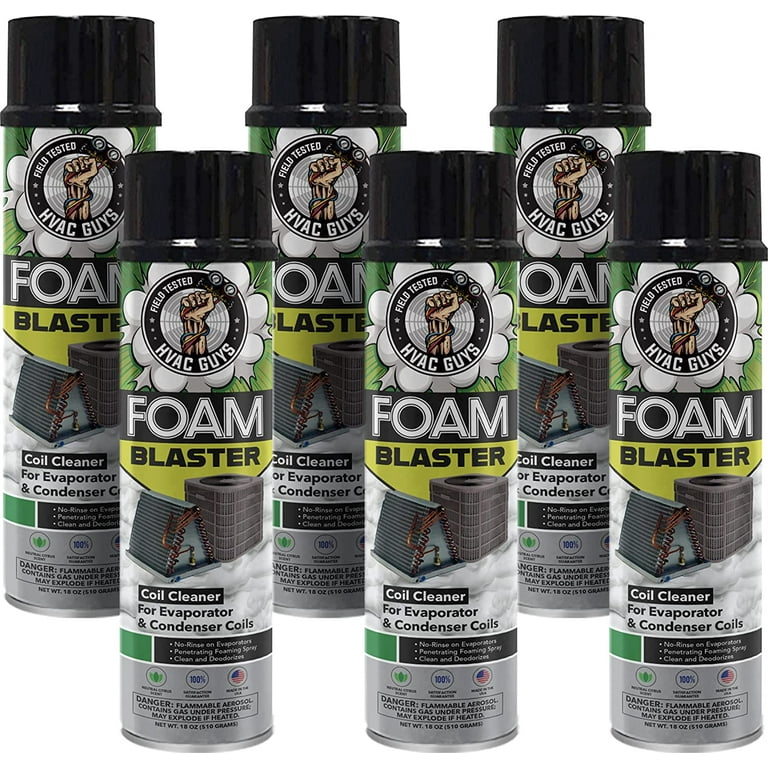 HVAC Guys - Foam Blaster (18oz.) - Penetrating Coil Cleaner - for AC and Refrigeration Units - Clean and Deodorize Evaporator (No-Rinse) & Condenser