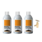 Leak Saver R600a Refrigerant W/ K28 Can Tap Adapter - Upright Charging Self Sealing Can - 6oz Can - R600a for HVAC for Use in a 6oz Self-Sealing Container 3 Pack