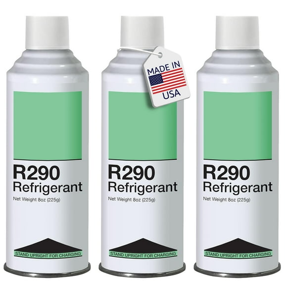 Leak Saver Refrigerant R290 - Upright Liquid Charging Self-Sealing Can - 8 oz, 3 Pack - for Systems Designed for R290 - Made in