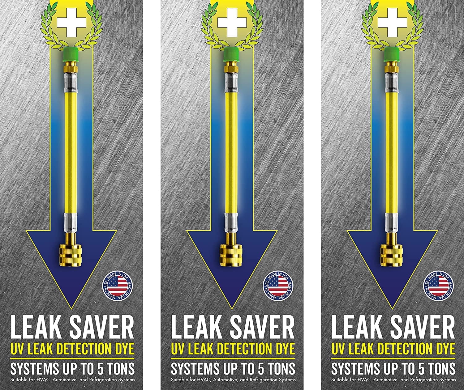 Free Shipping! Leak Saver UV Dye, 3 Pack (Dye Only, No Sealant) UV Refrigerant Leak Detection