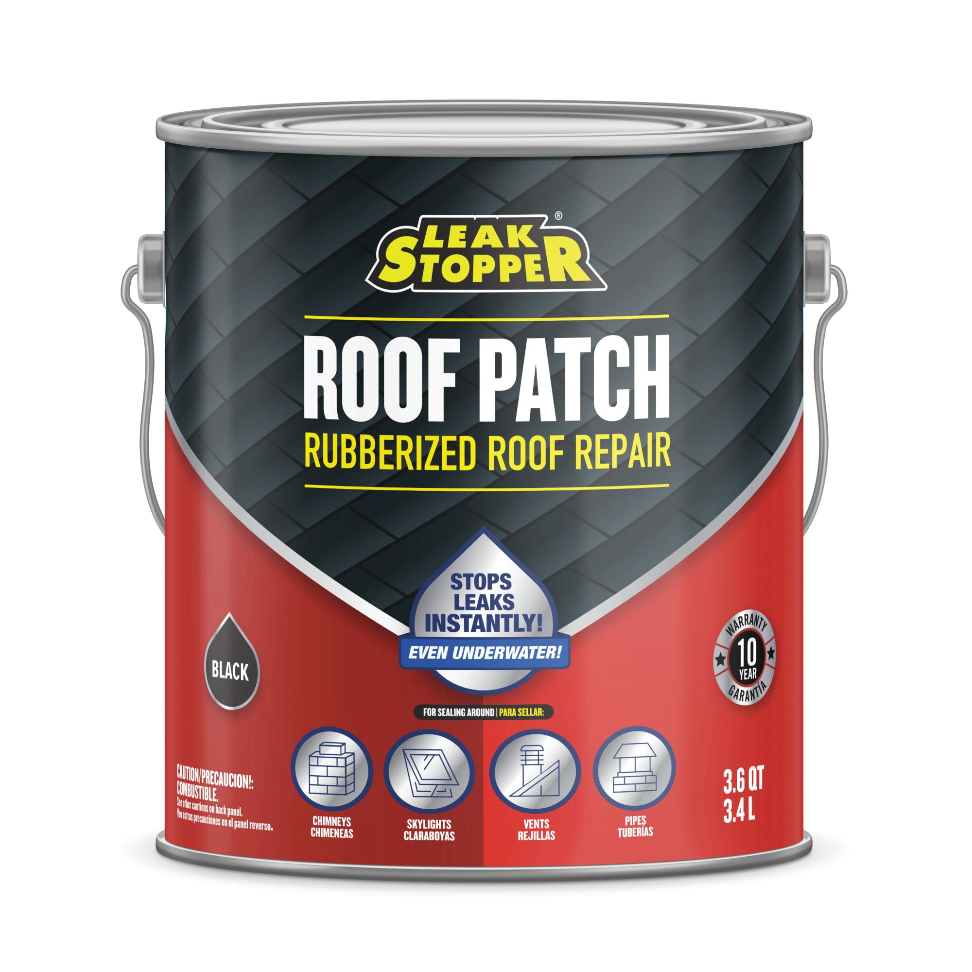 GARDNER-GIBSON Leak Stopper 1 Gallon Black Rubberized Roof Patch for Roof Patching and Repair