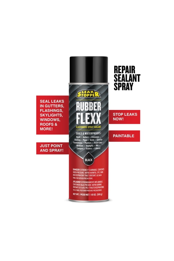 Leak Stopper Rubber Flexx, 15 oz Waterproof Flexible Industrial Sealant, Black, 1 Piece