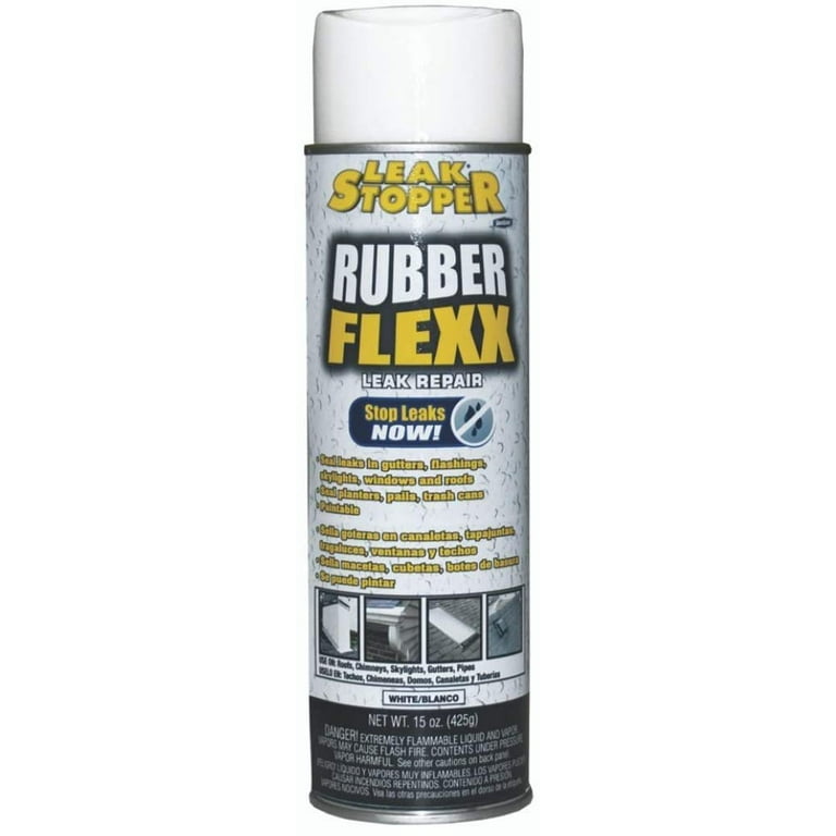 Leak Stopper Rubber Flexx Waterproof Repair & Sealant Spray - Point & Spray  to Seal Cracks, Holes, Leaks, Corrosion & More White 1 Bottle 15 Ounces 