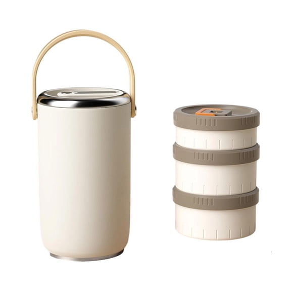 Leak proof Thermal Lunch Container 304 Nonrust Steel Stackable Food Carriers White