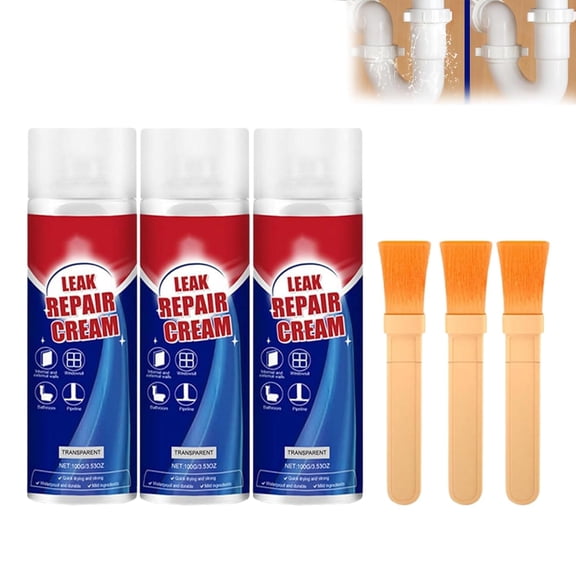 Leak repair waterproof sealant spray with brush, fast drying crack filler for gutter, roof and drainpipe repairs, waterproof coating for harsh weather conditions, 3 pack mix