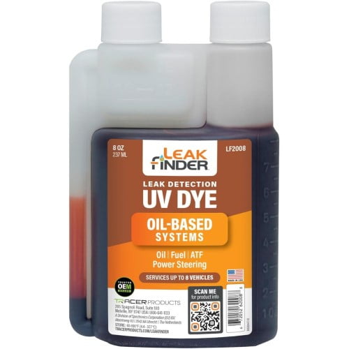 LeakFinder LF2008 Oil-Based UV Leak Detection Dye, 8 oz Twin-Neck Bottle