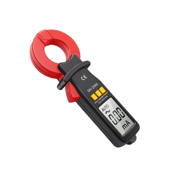 Leakage Current Tester 60A AC DC Current Leakage Tester Clamp Meter, Auto Range Hold Ammeter, Counts Micro Current Detector, for Ground Fault Current Measurement with Resolution