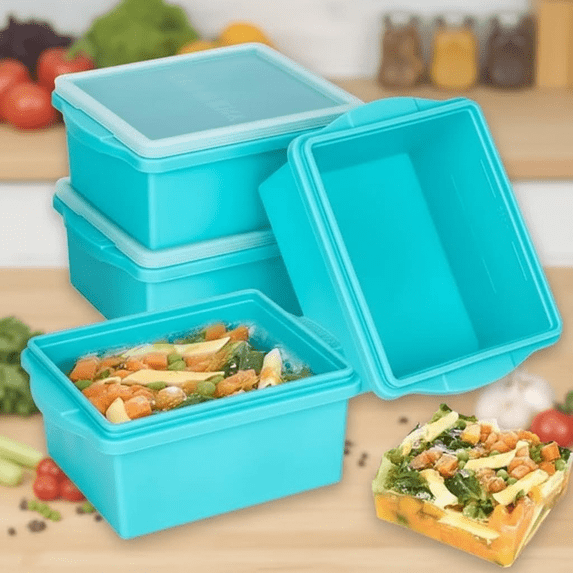 Leakproof 4-Pack Silicone Freezer Trays with Lids, BPA-Free Stackable ...