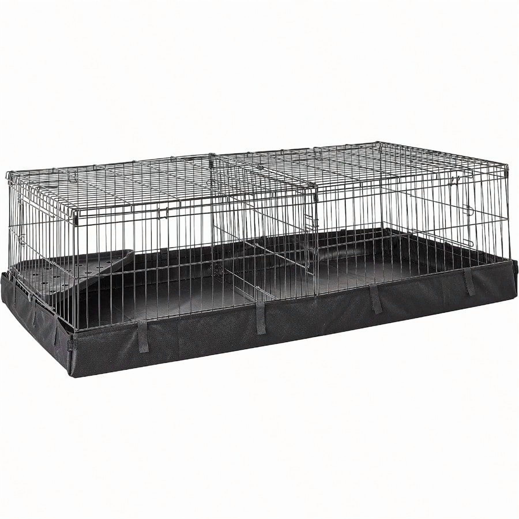 Leakproof Canvas Bottom Guinea Pig Pet Cage with Divider Set Black 47.6L x 24.2W x 14.0H