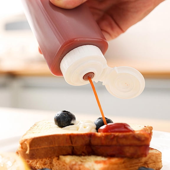 Leakproof Condiment Squeeze Bottle with Measurement Scale for Cooking Oil Salad Dressing Ketchup Kitchen Dispensing Container Reusable Sauce Bottle Housewarming Gift