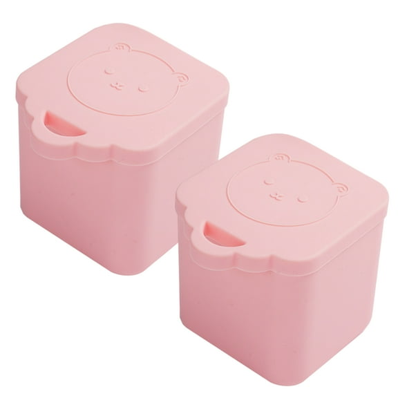 Leakproof Dips Containers Compatible with Most Bento Lunch Box, 2x 4 oz Salad Dressing Container To Go, Small Silicone Snack Condiment Container with Lids for kids - Pink