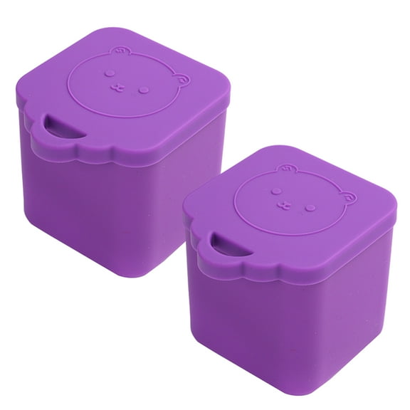 Leakproof Dips Containers Compatible with Most Bento Lunch Box, 2x 4 oz Salad Dressing Container To Go, Small Silicone Snack Condiment Container with Lids for kids - Purple