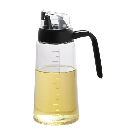 Leakproof Glass Oil Dispenser Bottle with Non-Slip Handle, Automatic Flip-Open Spout, No Drip Pouring, Ideal for Kitchen Condiments, Olive Oil, Vinegar, and Cooking Liquids