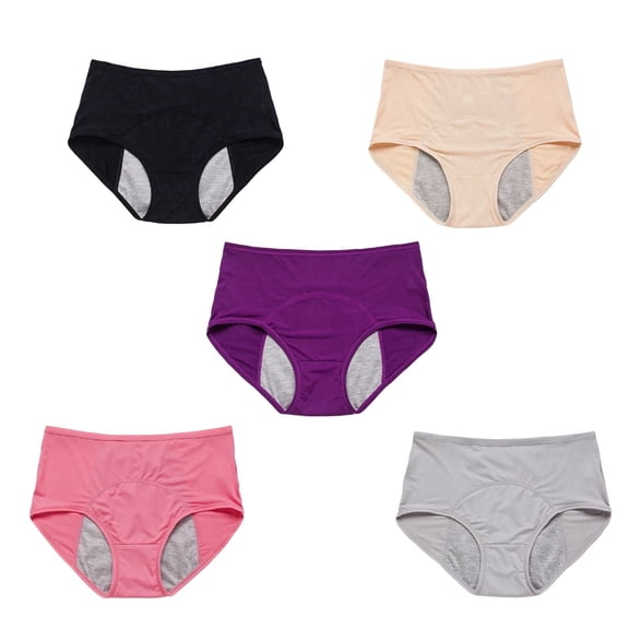 Leakproof Incontinence Underwear for Women Over 60, 5 Pack Reusable Cotton Mid Rise Bladder Control Protective Briefs, 5X-Large