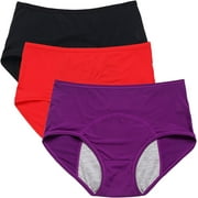 Leakproof Ladies Underwear, Leakproof Panties for Over 60, Incontinence Underwear for Women (3Pcs-C,L)