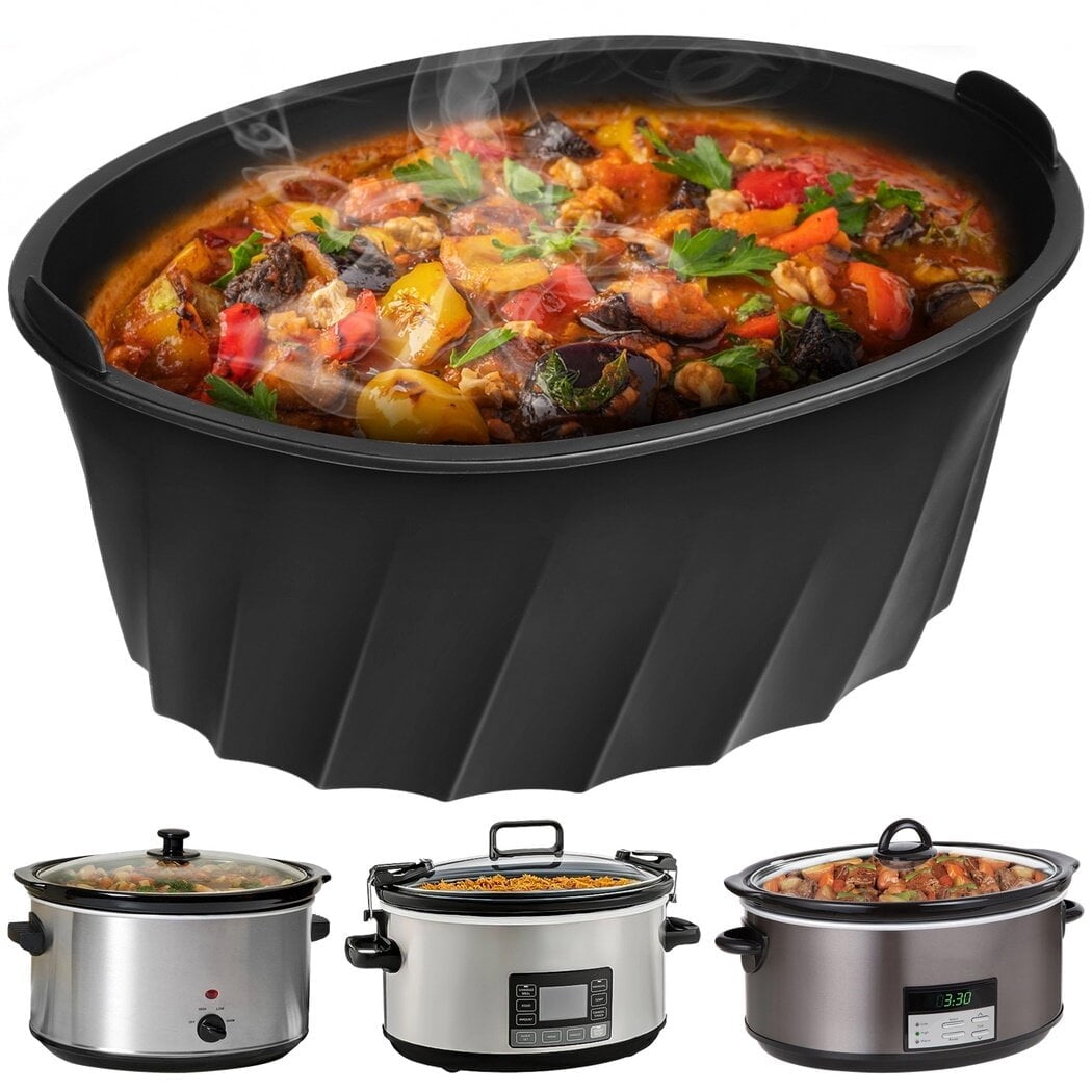 Leakproof Large-capacity Crock Pot Insert, Non-stick Silicone Slow Cooker Liner Compatible with 6-8 QT Cookers, Dishwasher-safe Oval Liner