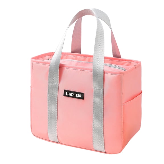 Leakproof Lunch Tote, 9x5.51x7.87 Inch Portable Meal Carrier, Soft Padded Handles, Cozy Cottage Kitchen Meal Prep, Pink, Qtmrj