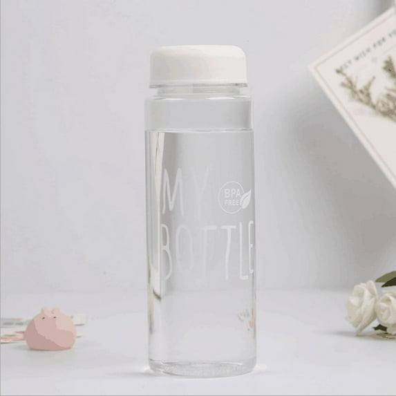 Leakproof PC travel with lid Heat Resistant Korea Style Container Gift Plastic Bottle Water Bottle WHITE