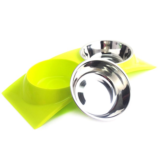 Leakproof Pet Double Bowl Stainless Steel Pet Water Food Feeder Dual