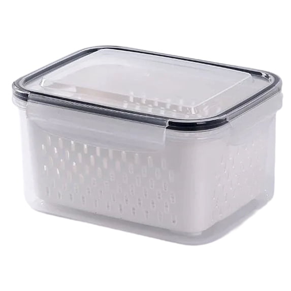 Leakproof Produce Storage Containers for Fridge with Removable Colander, 2-Layer Food Storage Container, Containers with Strainer for Berries, Vegetables, Medium Size, By PRYESS