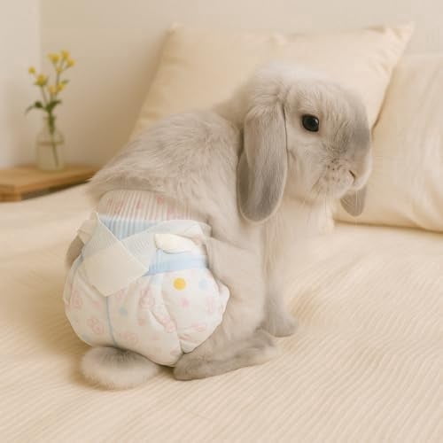 Leakproof Rabbit Diapers  Disposable Bunny Pet Diaper for Small Rabbits, Incontinence & Potty Training （s 5-8lb）