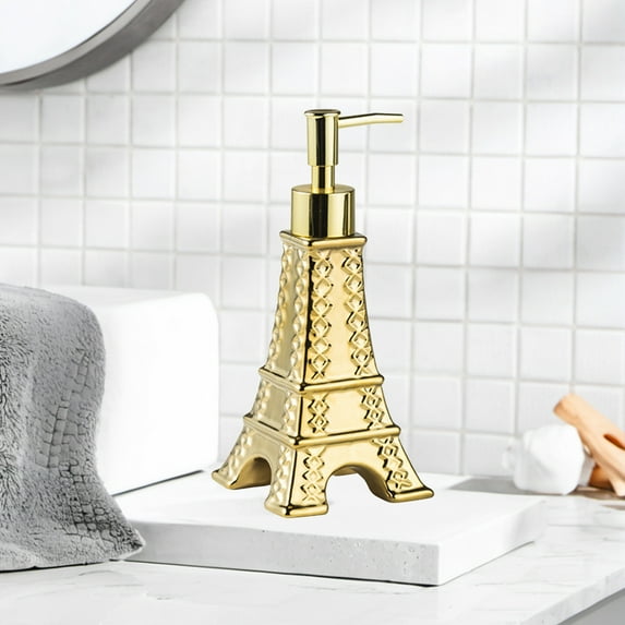 Leakproof Refillable Soap Dispenser Bottles, Clear Plastic Soap & Lotion Containers with Secure Lids, Sealed Shampoo Dispenser for Bathroom Liquid Soap & Conditioner (Gold)