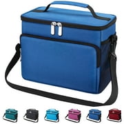Leakproof Reusable Insulated Cooler Lunch Bag - Office Work Picnic Hiking Beach Lunch Box Organizer with Adjustable Shoulder Strap for Women,Men-Typical Blue