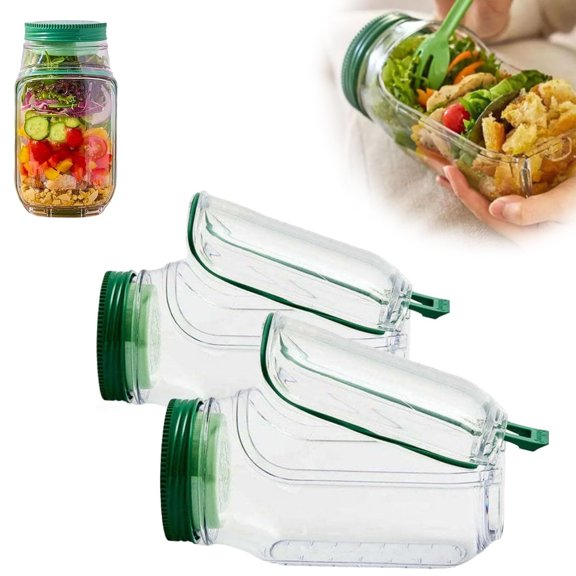 Leakproof Salad Pod Mason Jar Side Open 1000 ML Container for Office, Gym, Picnic Snacks