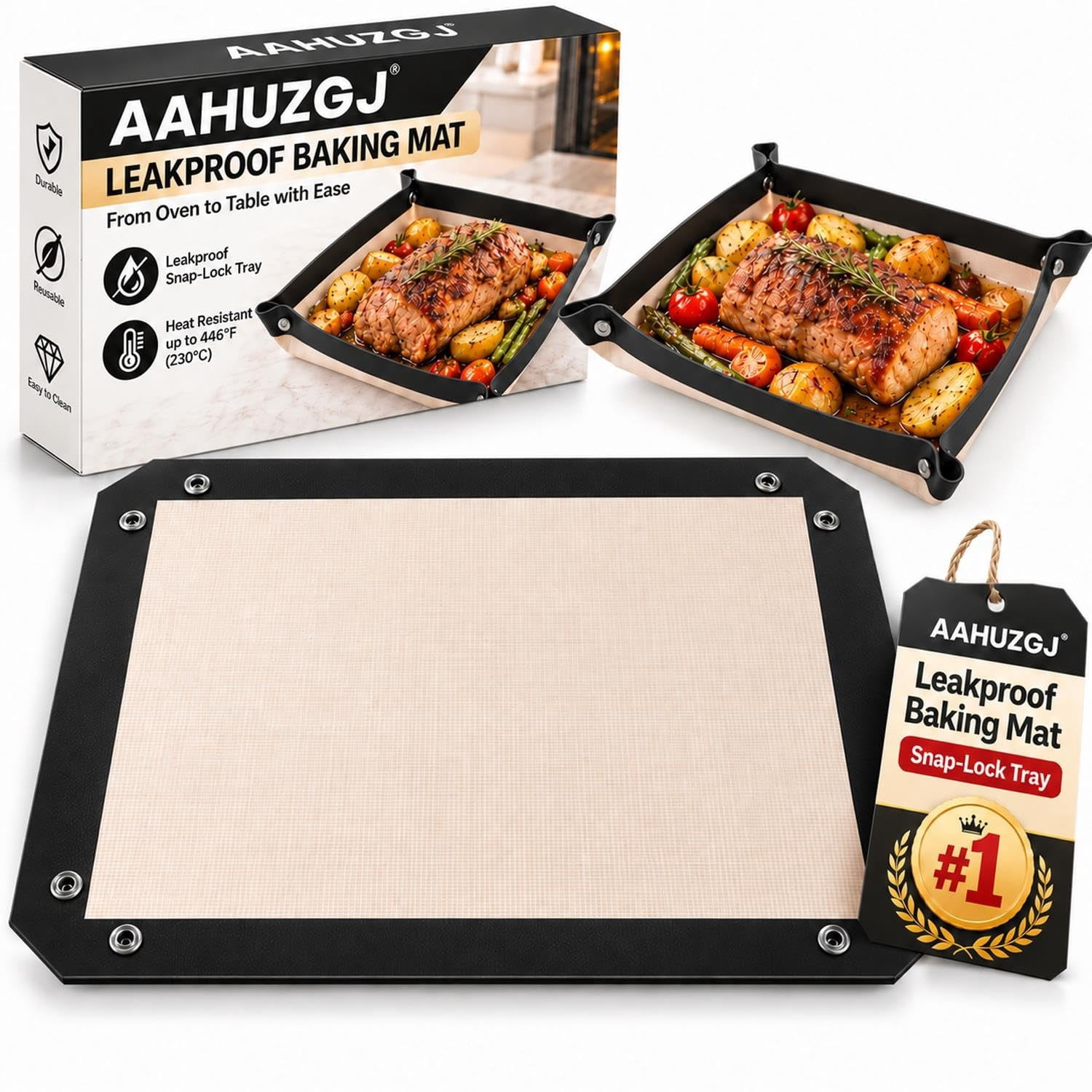 Leakproof Silicone Baking Mat Snap Corners Convertible Silicone Baking ...