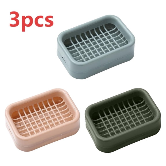 Leakproof Soap Holder 3 Pack, Travel Soap Container with Drainage, Travel Size Toiletries, Portable Bar Soap Holder, Soap Box, Soap Dish for Traveling, Camping, Gym, Bathroom