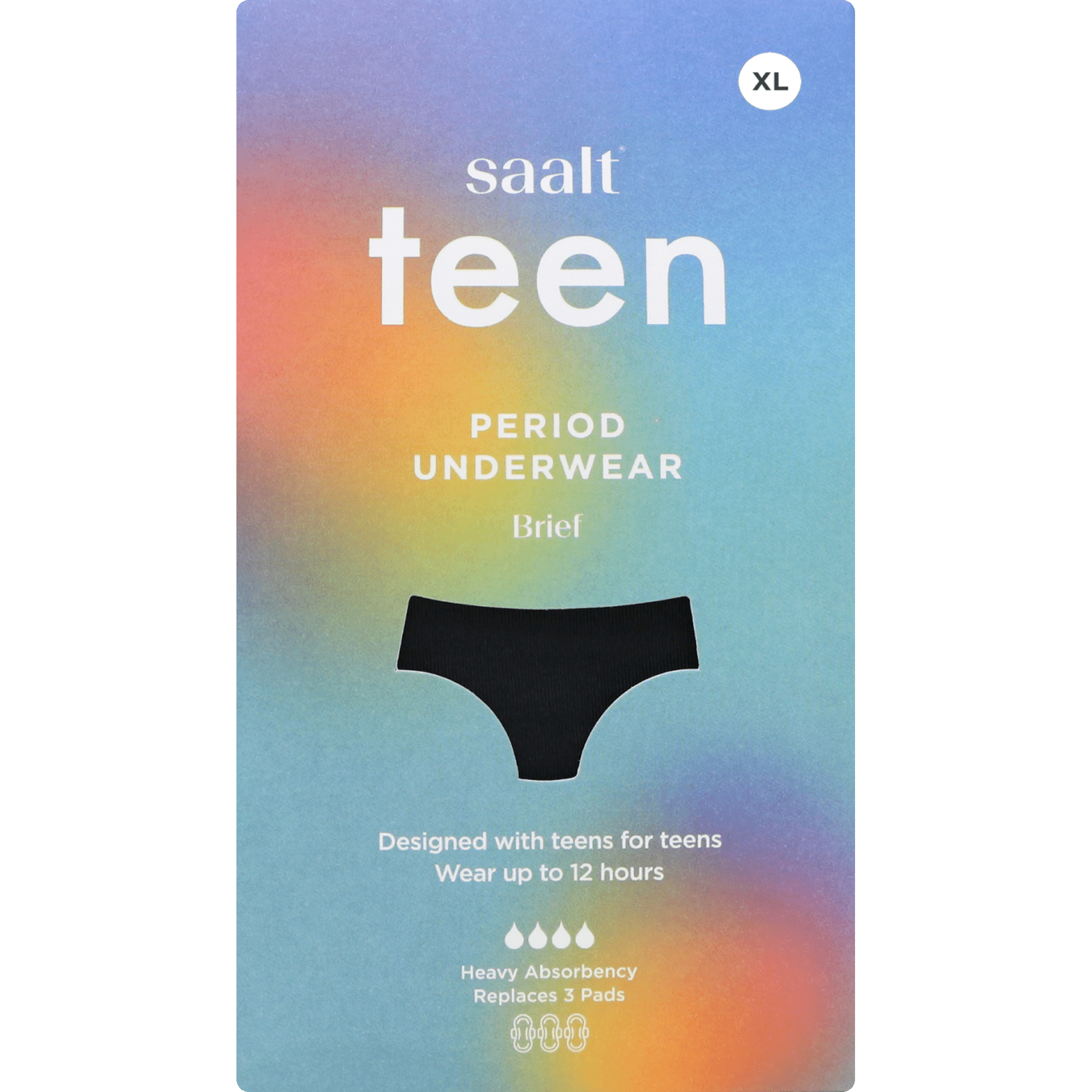 Saalt Leakproof Teen Period XL Briefs - Heavy Absorbency Underwear for Teens