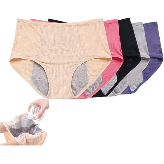 Leakproof Underwear Panties  for Women, Middle Waisted Panties for Women over 60, Reusable Protective Briefs
