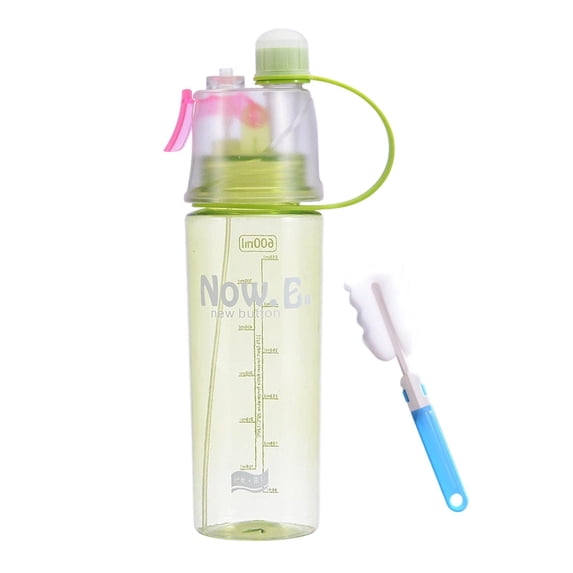 Leakproof Water Bottle With Extra Spray Head & Straw 600ml Sports Water Bottle Drinking And Spraying Misting Bottle For Cooling And Hydration, Gym, Sports, Outdoors And Office, Green