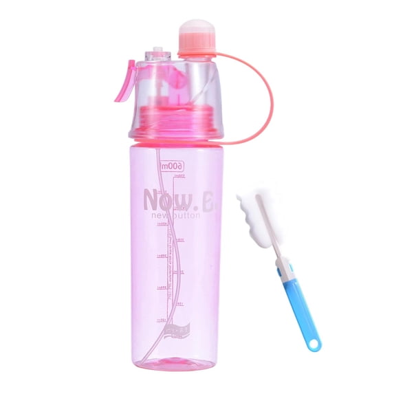 Leakproof Water Bottle With Extra Spray Head & Straw 600ml Sports Water Bottle Drinking And Spraying Misting Bottle For Cooling And Hydration, Gym, Sports, Outdoors And Office, Pink