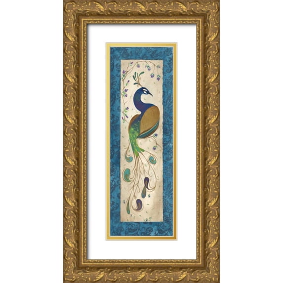 Leal, Steve 7x14 Gold Ornate Wood Framed with Double Matting Museum Art Print Titled - Peacock III