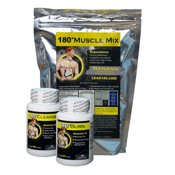 Lean 180 – Best Weight Loss Kit, Great Tasting Protein Shakes, Strong Appetite Suppressant, Fat Burner Diet Pills, Cleanse Detox Supplement, Get Lean Fast, 30 Day System (Banana)