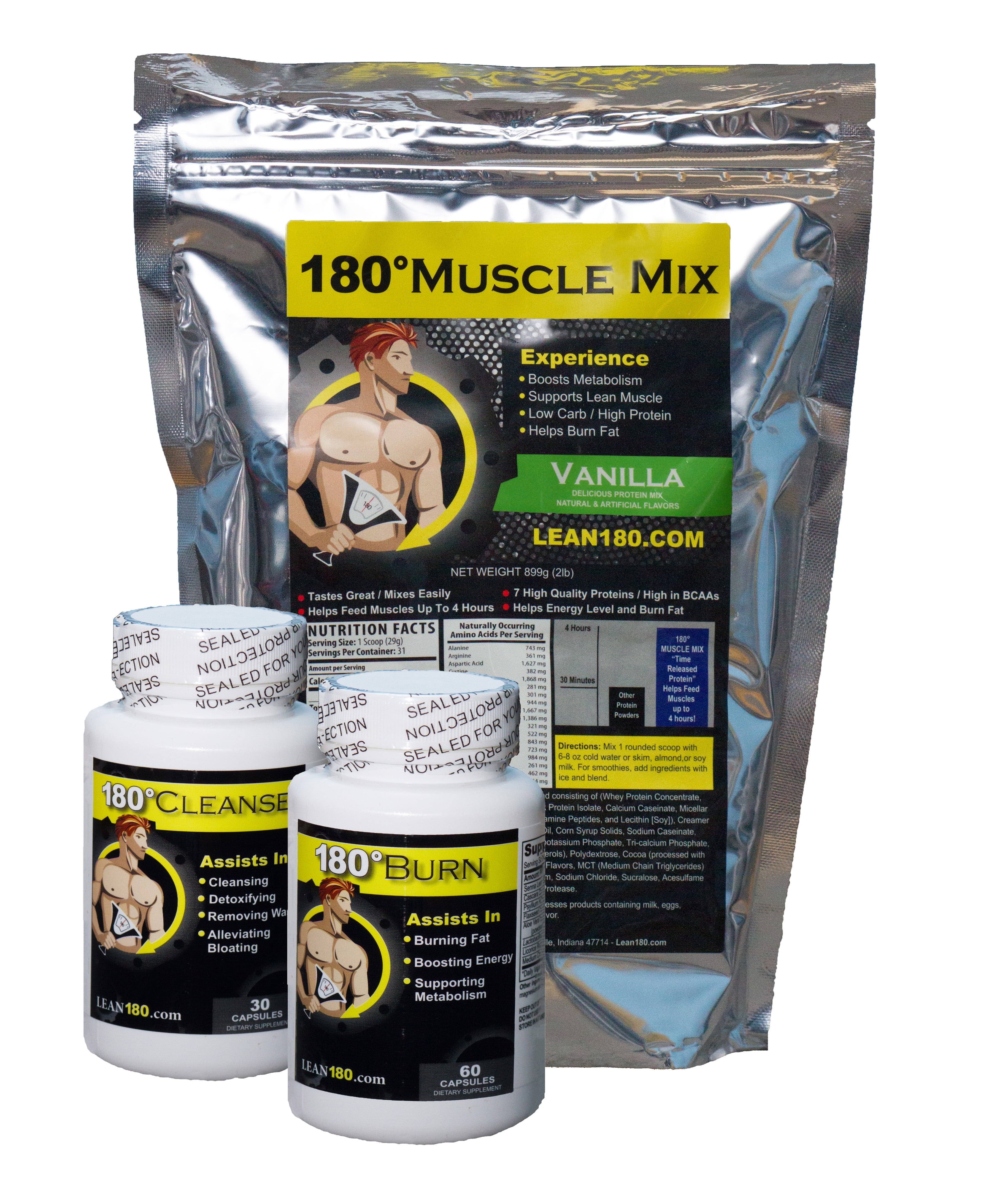 Lean 180 – Get Lean Weight Loss Kit, Best Tasting Protein Shakes, 180 Burn Supplement, 180 Cleanse Detox Supplement, 30 Day Kit - Vanilla
