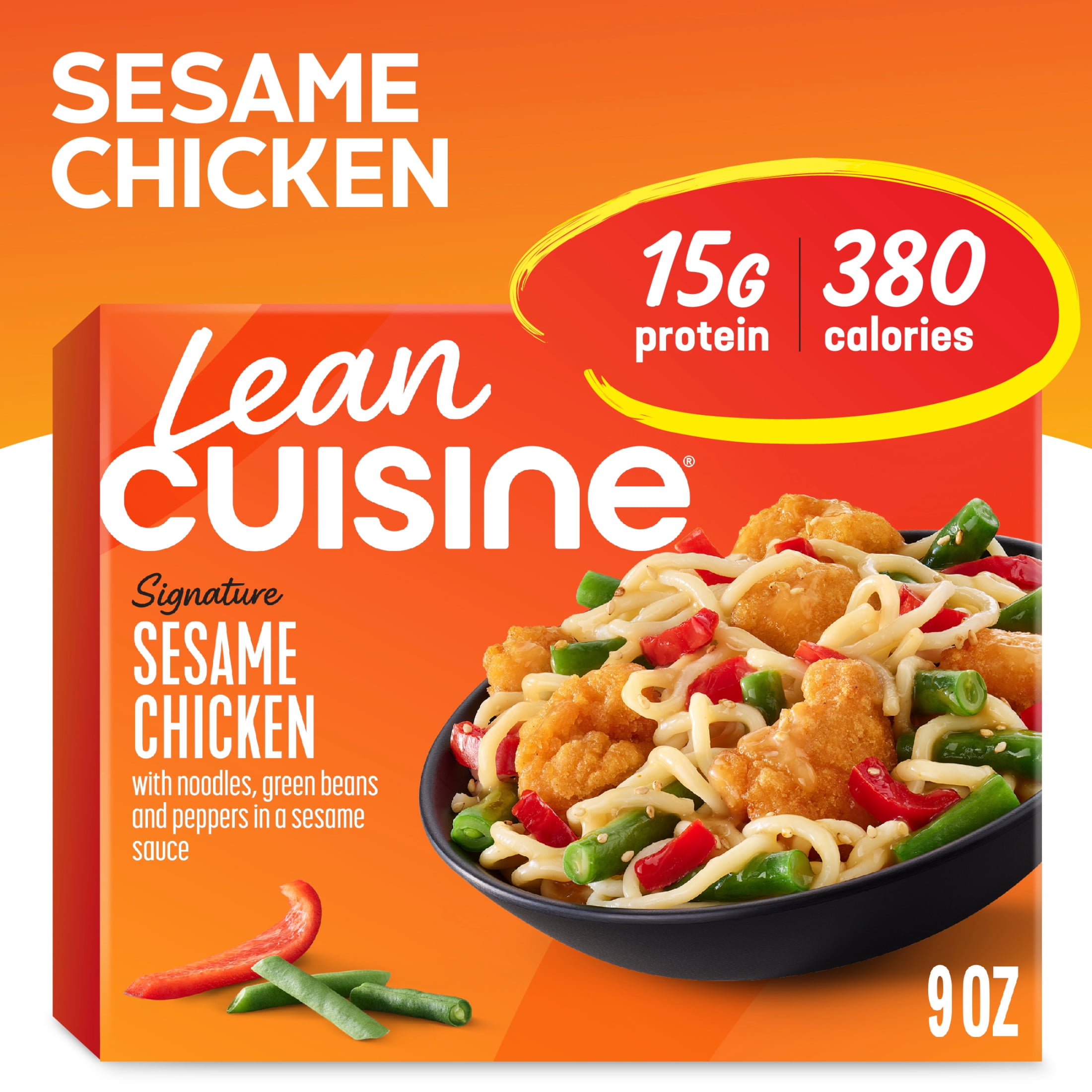 Lean Cuisine Sesame Chicken Microwave Meals for Lunch or Dinner, 9 oz (Frozen)