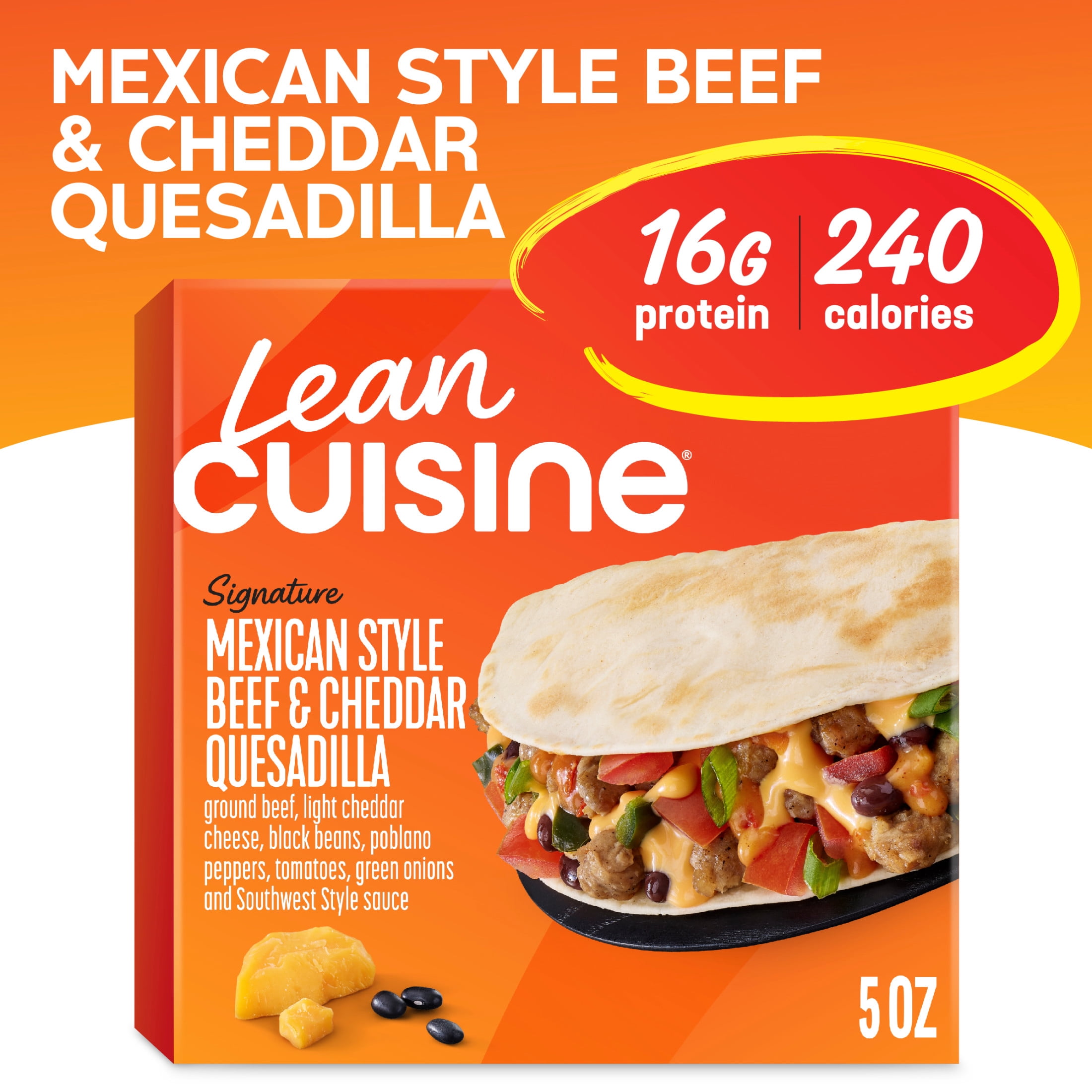 Lean Cuisine Mexican Style Beef & Cheddar Quesadilla, Frozen Lunch, Individual Meals 5 oz