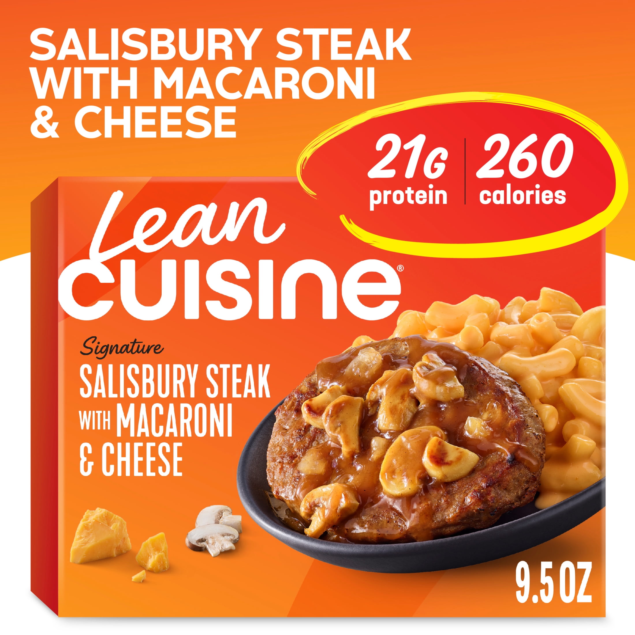 Lean Cuisine Macaroni and Cheese Salisbury Steak Microwave Meals for Lunch or Dinner, 9.5 oz (Frozen)